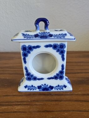 JJI International Porcelain Decorative Clock Case Lantern Tote 12